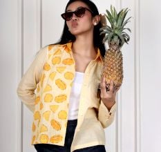 Handcrafted Pineapple Print Cotton Full Sleeve Casual Shirt